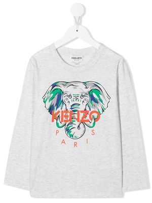 Kenzo Kids Elephant-print crew neck sweatshirt - Grey