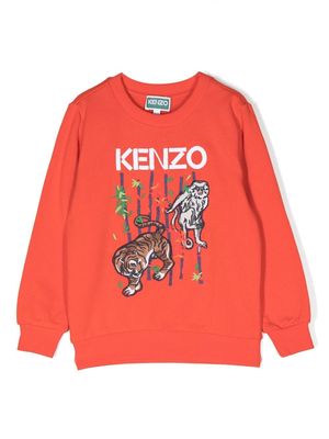 Kenzo Kids embossed logo cotton sweatshirt - Red