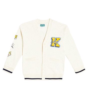 Kenzo Kids Embroidered cotton-blend cardigan