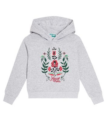 Kenzo Kids Embroidered cotton jersey hoodie