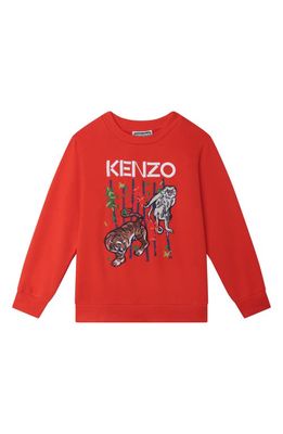 KENZO Kids' Embroidered Crewneck Sweatshirt in Poppy