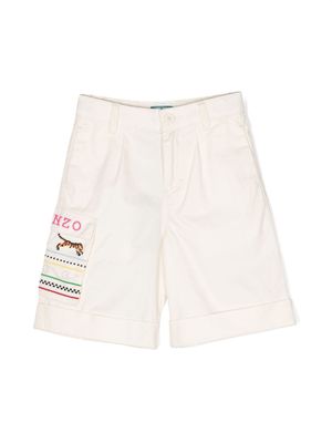 Kenzo Kids embroidered-design cotton shorts - Neutrals
