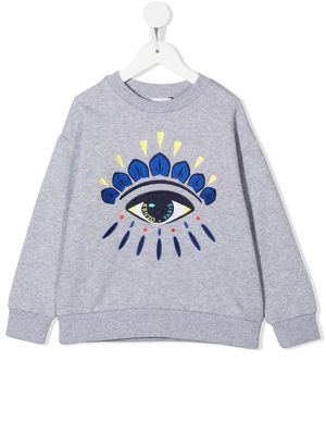 Kenzo Kids embroidered eye cotton-blend sweatshirt - Grey