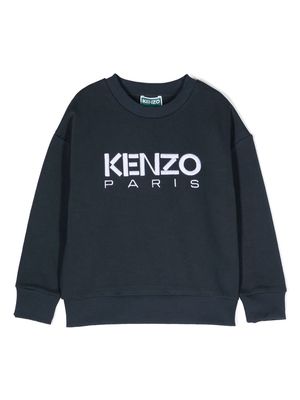 Kenzo Kids embroidered-logo cotton sweatshirt - Blue