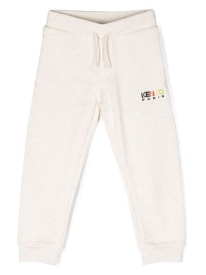 Kenzo Kids embroidered logo cotton track pants - Neutrals