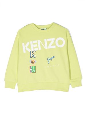 Kenzo Kids embroidered-logo crew-neck sweatshirt - Green