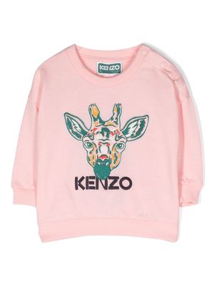 Kenzo Kids embroidered-logo long-sleeve sweatshirt - Pink