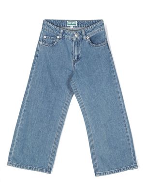 Kenzo Kids embroidered-logo straight-leg jeans - Blue