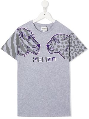 Kenzo Kids embroidered-logo T-shirt dress - Grey