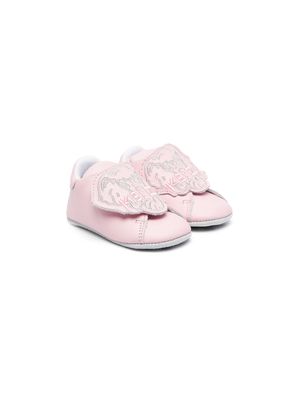 Kenzo Kids embroidered-logo touch-strap sneakers - Pink