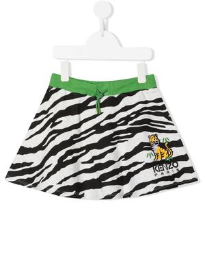 Kenzo Kids embroidered-logo zebra-print skirt - Grey