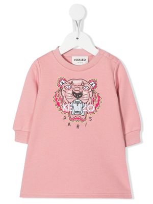 Kenzo Kids embroidered Tiger-head sweatshirt dress - Pink