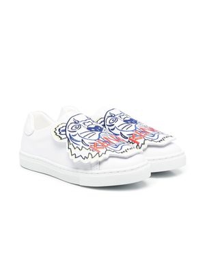 Kenzo Kids embroidered-tiger low-top sneakers - White