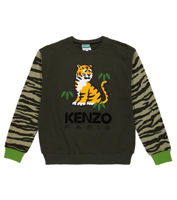 Kenzo Kids Embroidered tiger-print cotton sweatshirt
