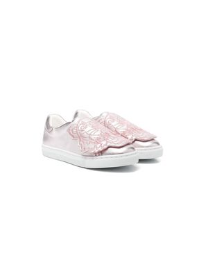 Kenzo Kids embroidered-tiger slip-on sneakers - Pink