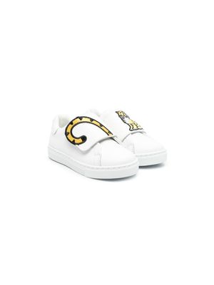 Kenzo Kids embroidered-Tiger touch-strap sneakers - White