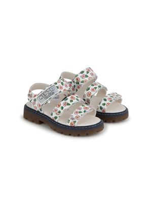 Kenzo Kids floral-motif leather sandals - White