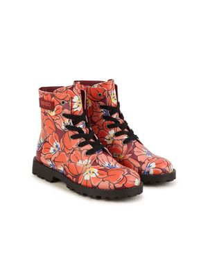 Kenzo Kids floral-print ankle leather boots - Multicolour
