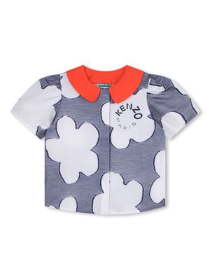 Kenzo Kids floral-print cotton shirt - Blue