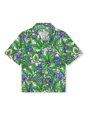 Kenzo Kids floral-print cotton shirt - Green