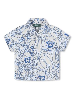 Kenzo Kids floral-print cotton shirt - White