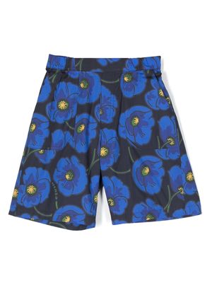 Kenzo Kids floral-print cotton shorts - Blue