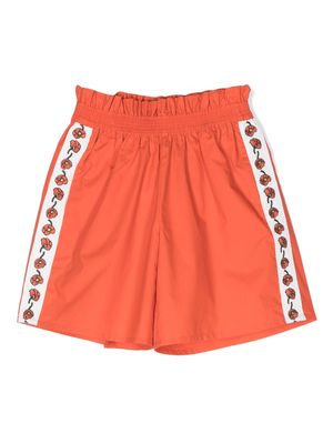 Kenzo Kids floral-print cotton shorts - Orange