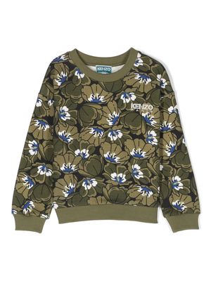 Kenzo Kids floral-print cotton sweatshirt - Green