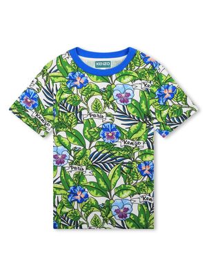 Kenzo Kids floral-print cotton T-shirt - Green