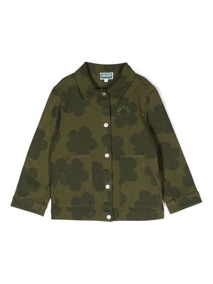 Kenzo Kids floral-print denim jacket - Green