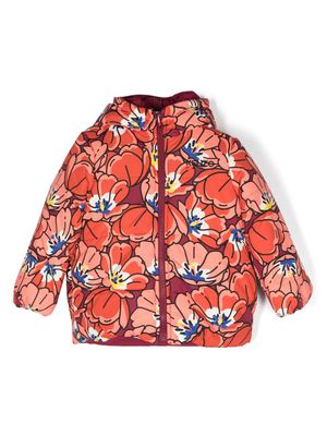 Kenzo Kids floral-print reversible puffer jacket - Orange