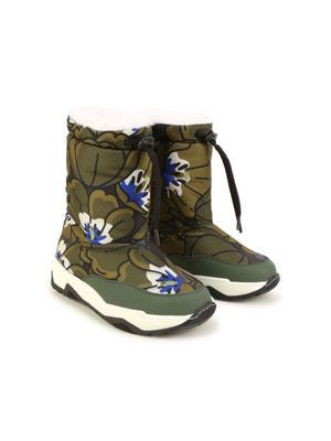 Kenzo Kids floral-print snow boots - Green