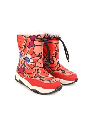Kenzo Kids floral-print snow boots - Orange