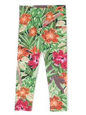 Kenzo Kids floral-print tapered-leg leggings - Green