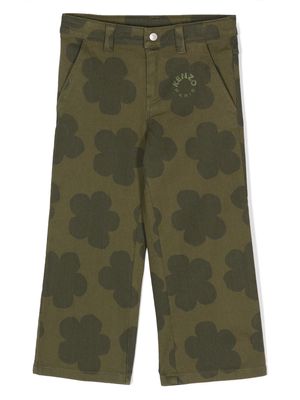 Kenzo Kids floral-print wide-leg trousers - Green