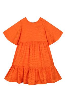 KENZO Kids' Flutter Sleeve Tiered Dress in 42F-Orange