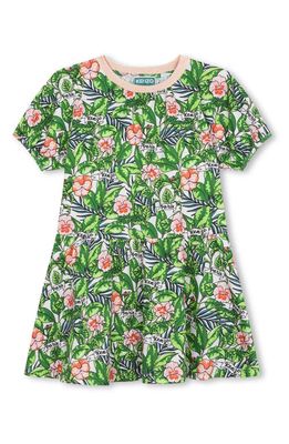 KENZO Kids' Foliage Print Cotton T-Shirt Dress in Mint Green