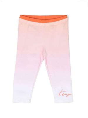 Kenzo Kids gradient-effect logo-print leggings - Orange