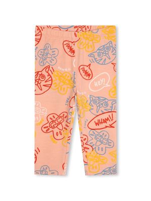 Kenzo Kids graphic-print cotton leggings - Neutrals