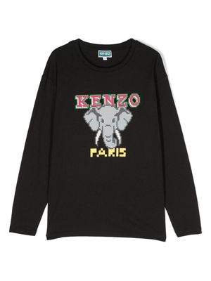 Kenzo Kids graphic-print cotton sweatshirt - Black