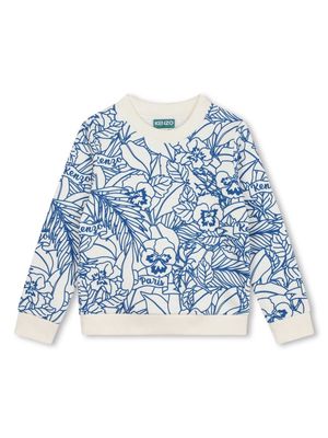 Kenzo Kids graphic-print cotton sweatshirt - Neutrals