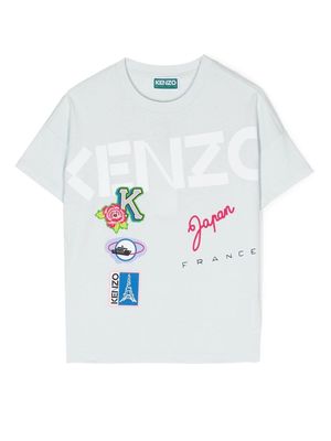 Kenzo Kids graphic-print cotton T-Shirt - Blue
