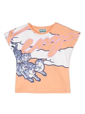 Kenzo Kids graphic-print cotton T-shirt - Orange