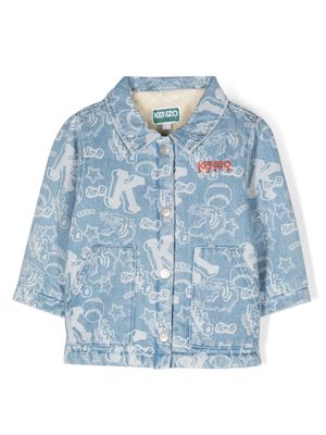 Kenzo Kids graphic-print denim jacket - Blue