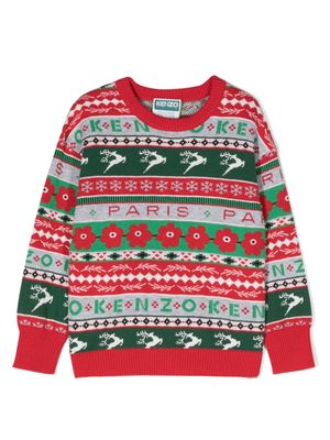 Kenzo Kids Holiday jacquard-pattern jumper - Red