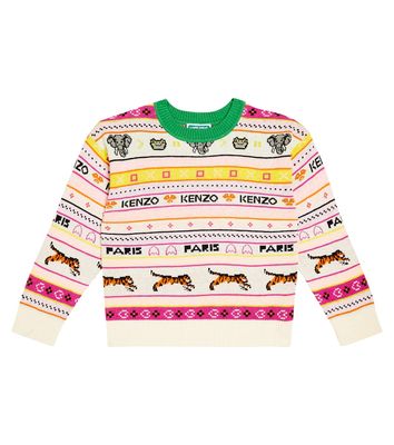 Kenzo Kids Intarsia cotton-blend sweater