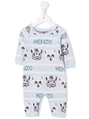 Kenzo Kids intarsia-knit organic cotton romper - Blue