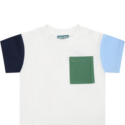 Kenzo Kids Ivory T-shirt For Baby Boy With Logo