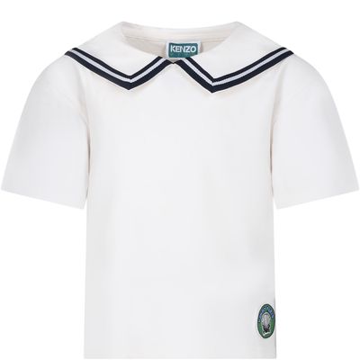 Kenzo Kids Ivory T-shirt For Boy With Logo Patch