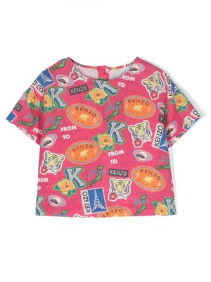 Kenzo Kids 'Journey' cotton-linen T-shirt - Pink